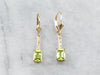 Peridot Gold Bar Drop Earrings