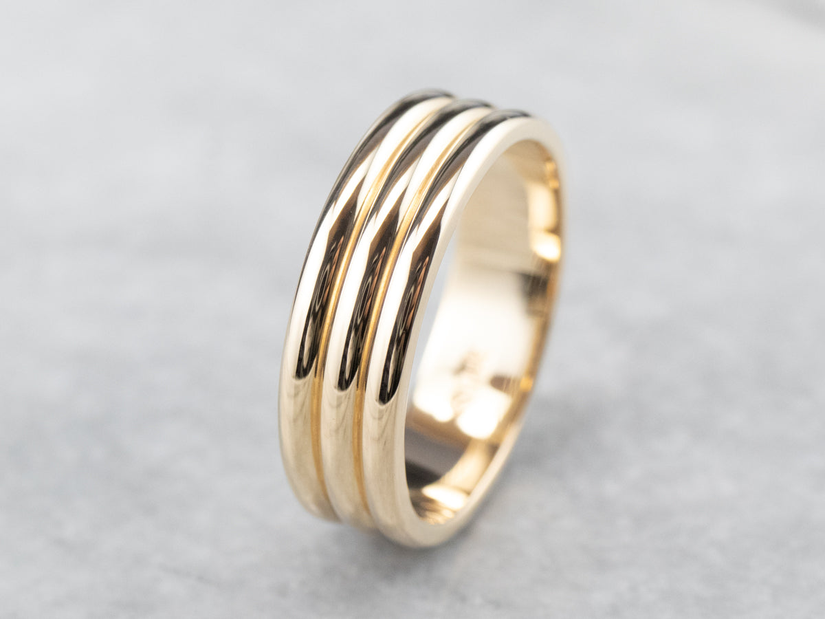 Three Row Gold Band Ring