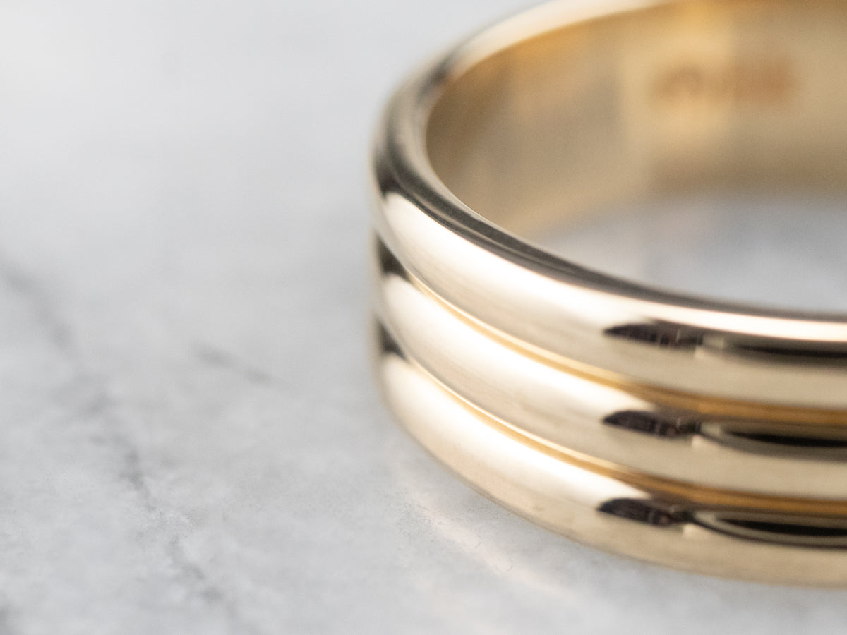 Three Row Gold Band Ring