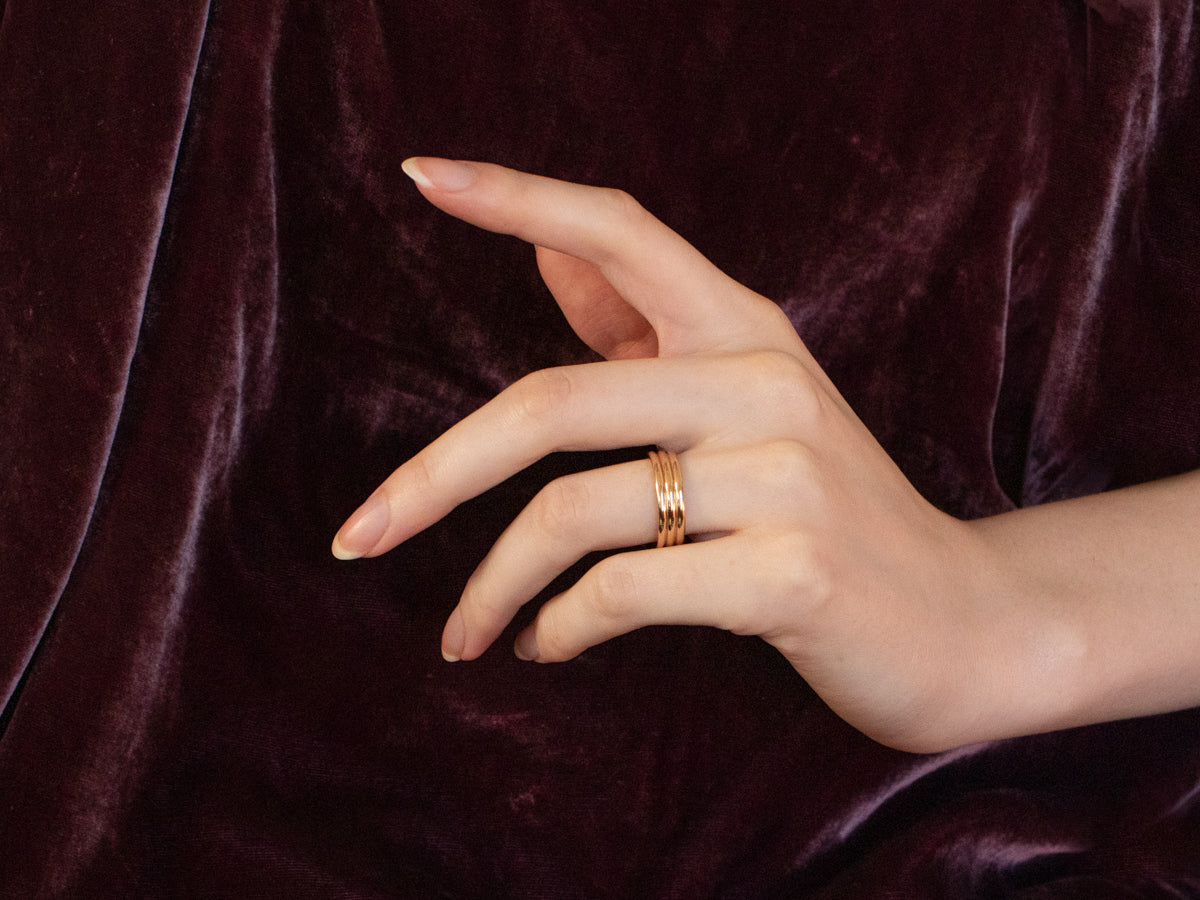 Three Row Gold Band Ring