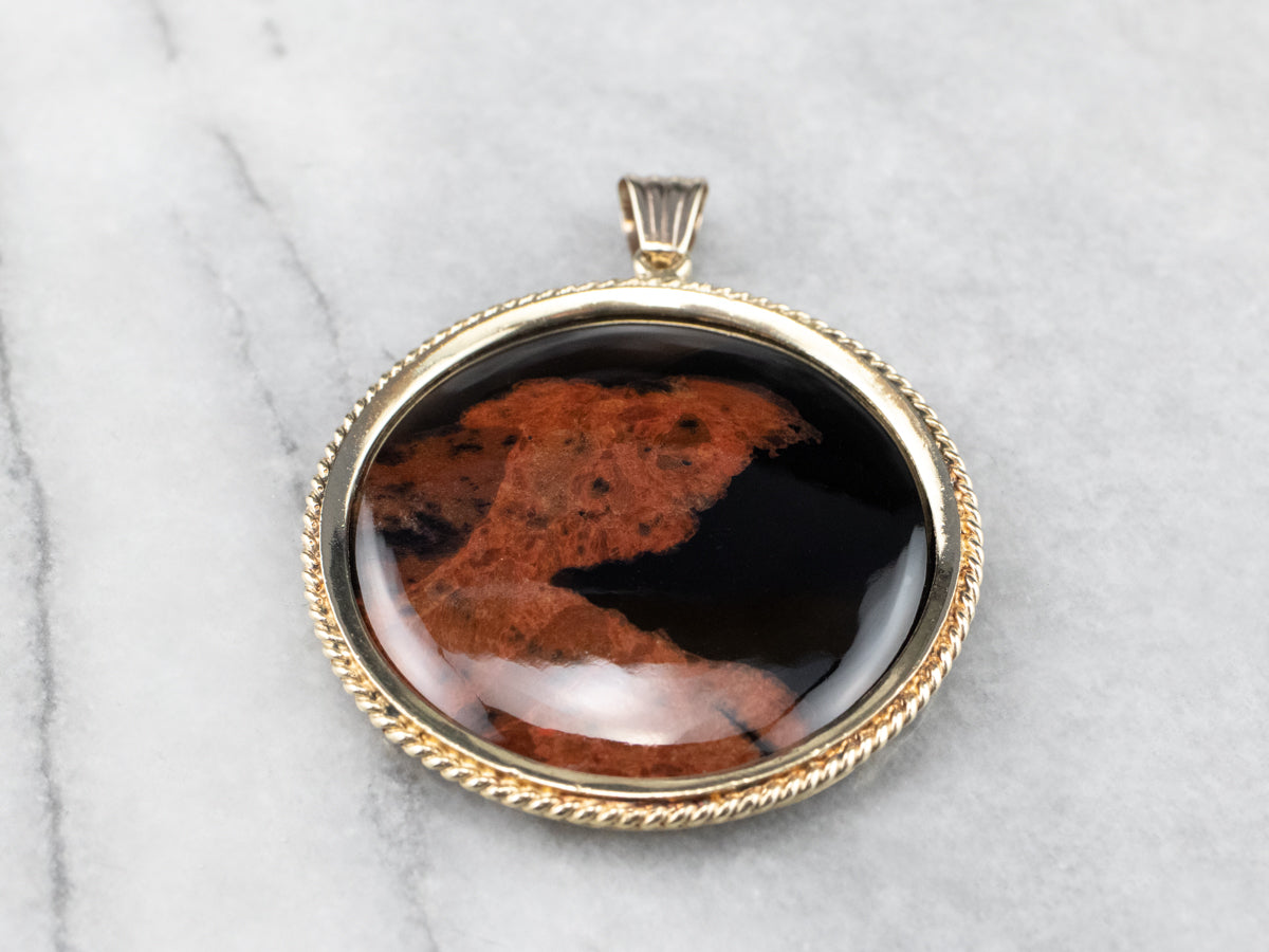 Brown Agate Gold Medallion Pendant