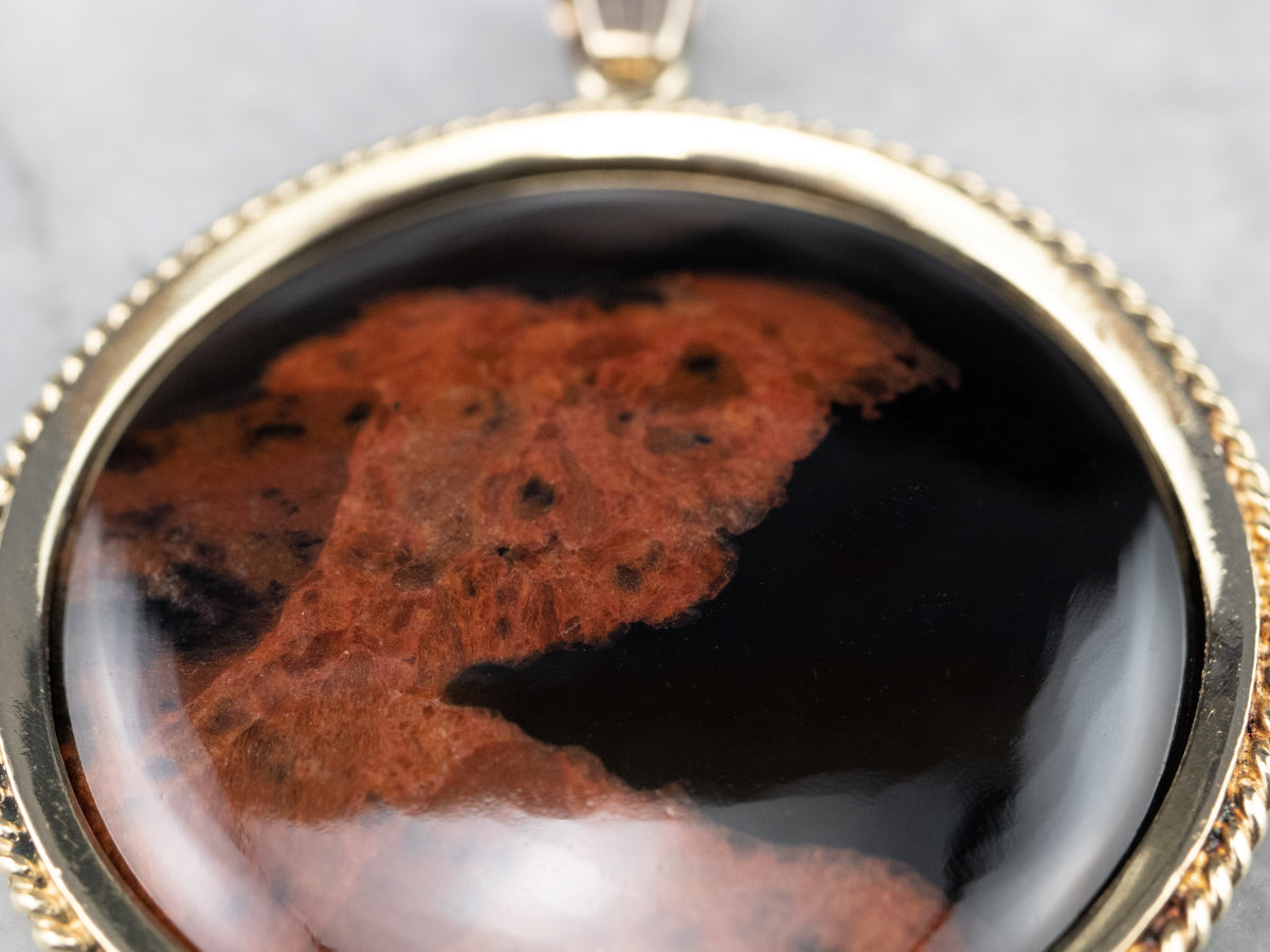 Brown Agate Gold Medallion Pendant