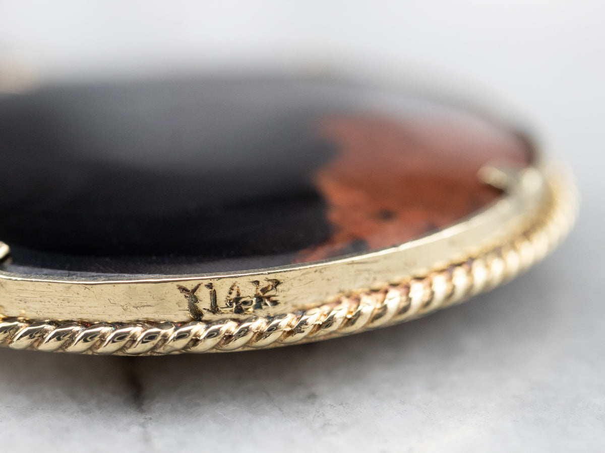 Brown Agate Gold Medallion Pendant