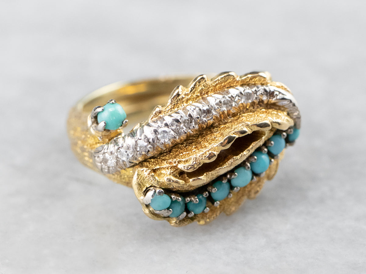 Turquoise and Diamond Statement Ring