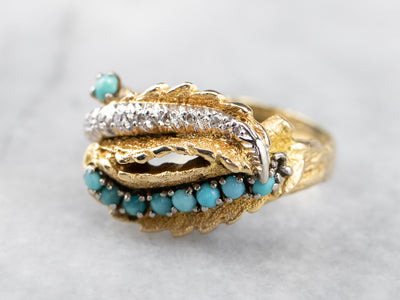 Turquoise and Diamond Statement Ring