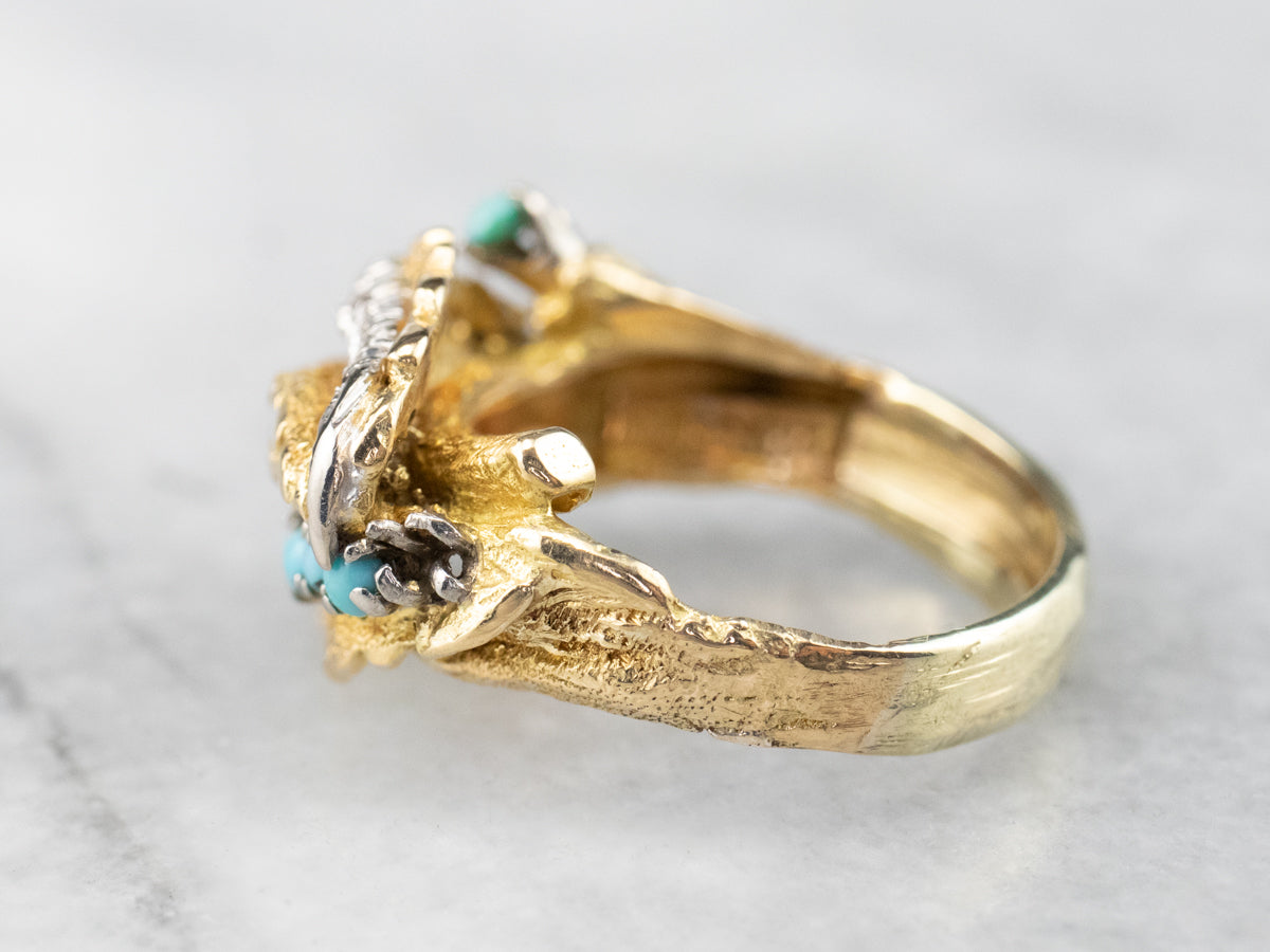 Turquoise and Diamond Statement Ring