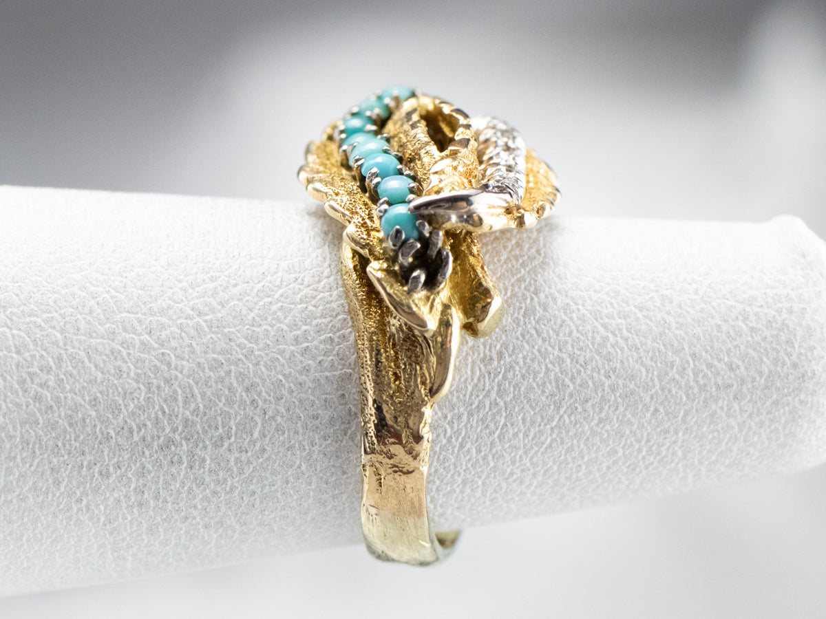 Turquoise and Diamond Statement Ring