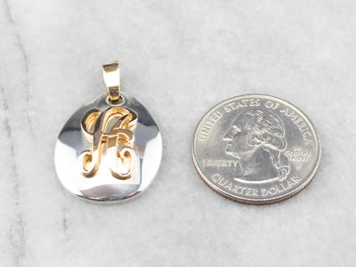 Mixed Metal "A" Monogram Medal Pendant