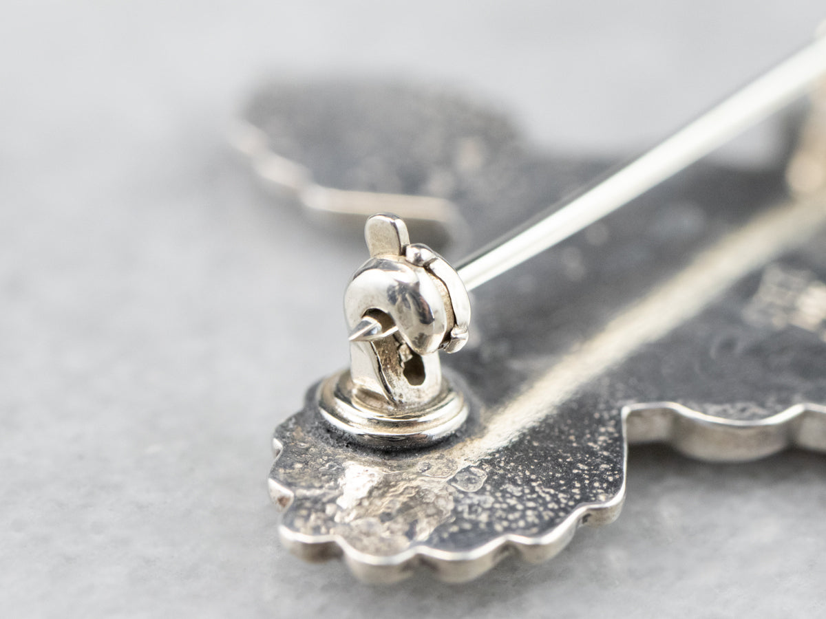 Mixed Metal Cross Signet Brooch