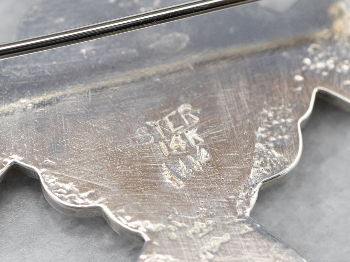 Mixed Metal Cross Signet Brooch