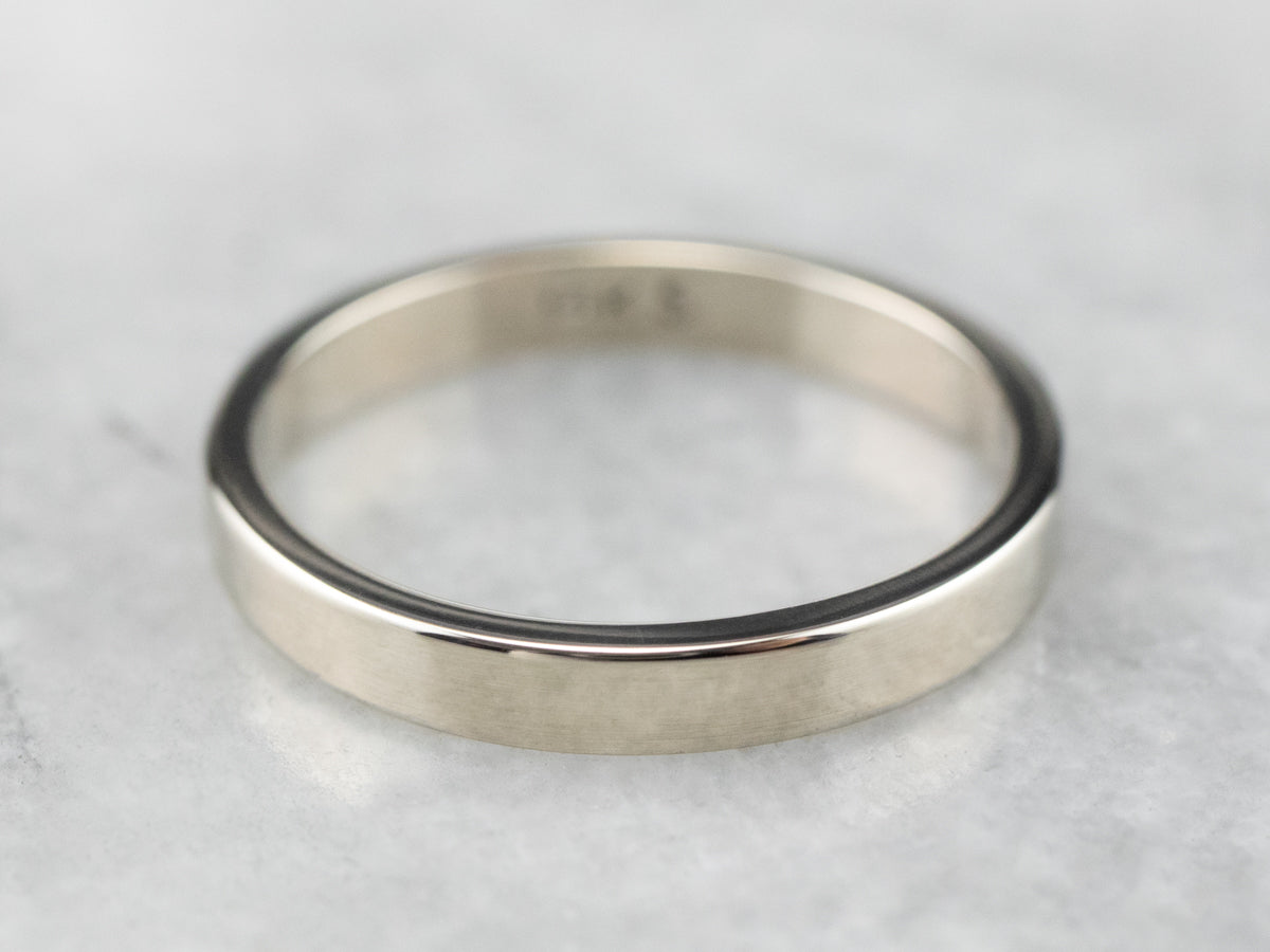 14K White Gold Plain Straight Style Band