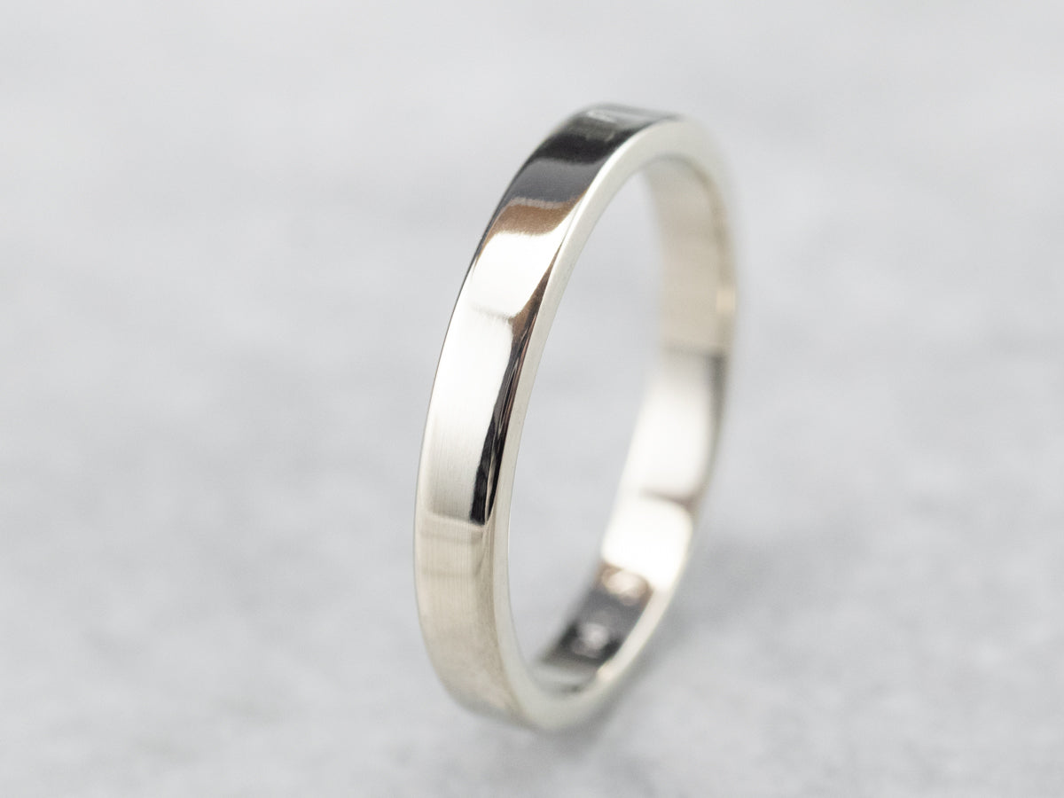 14K White Gold Plain Straight Style Band