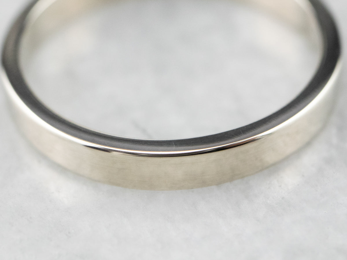 14K White Gold Plain Straight Style Band
