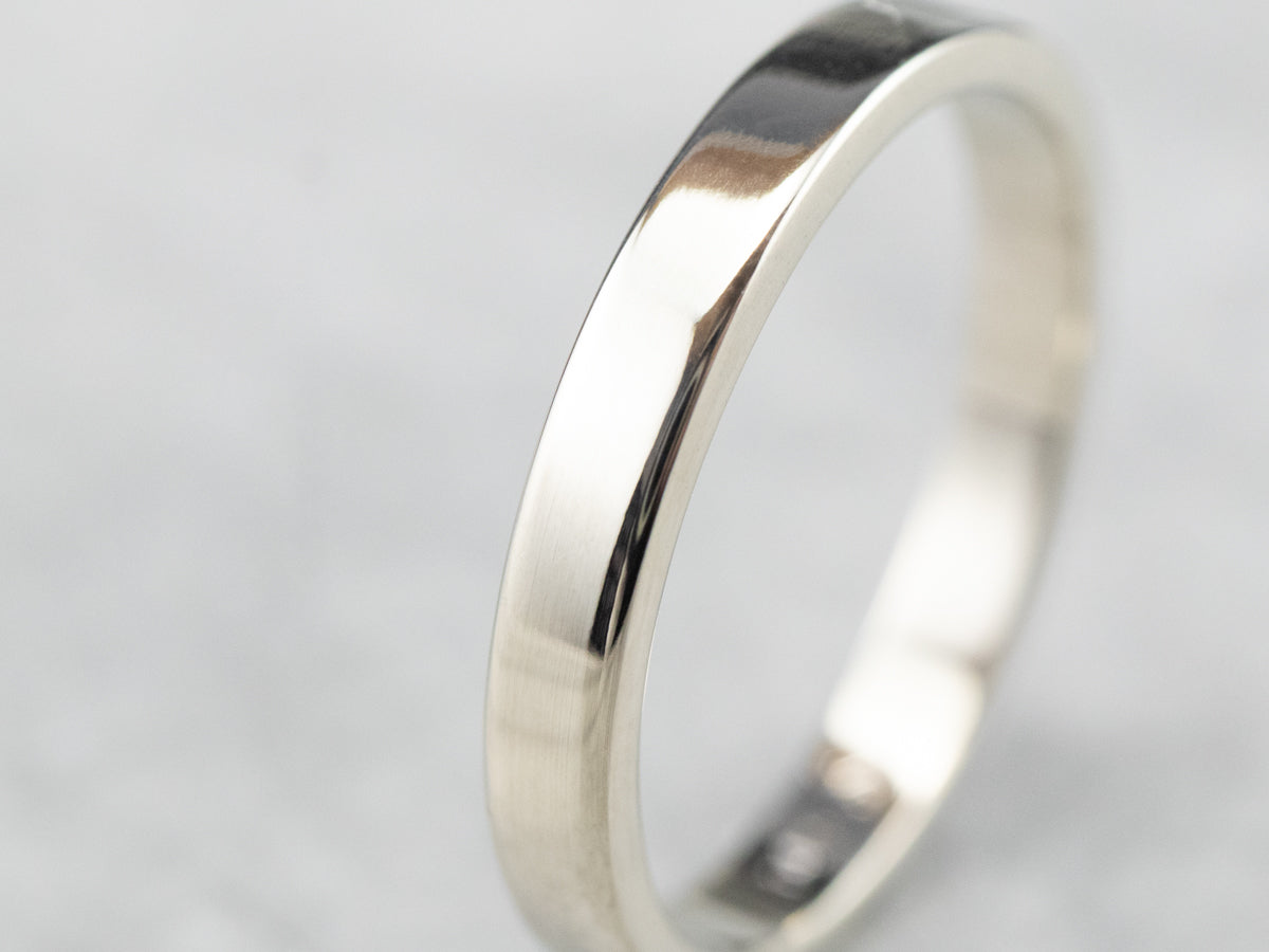 14K White Gold Plain Straight Style Band