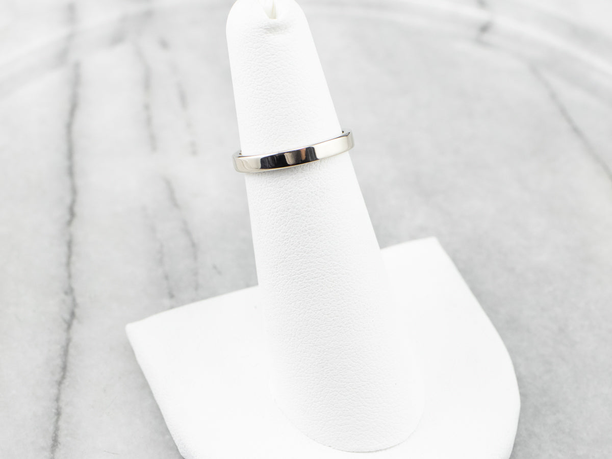 14K White Gold Plain Straight Style Band