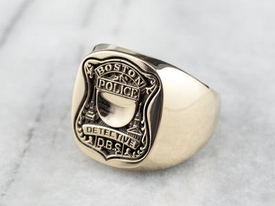 Boston Police Detective Gold Signet Ring