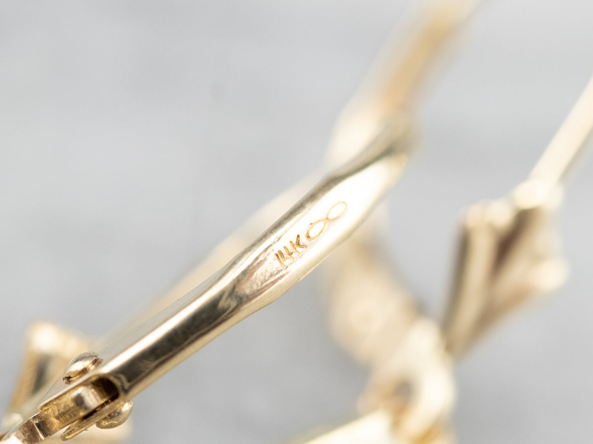 Emerald Cut Garnet Gold Bar Drop Earrings