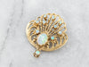 Ornate Opal Gold Filigree Brooch Pendant