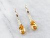 Pear Cut Citrine Gold Filigree Bar Drop Earrings