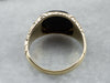 Antique Black Onyx Patterned Gold Statement Ring