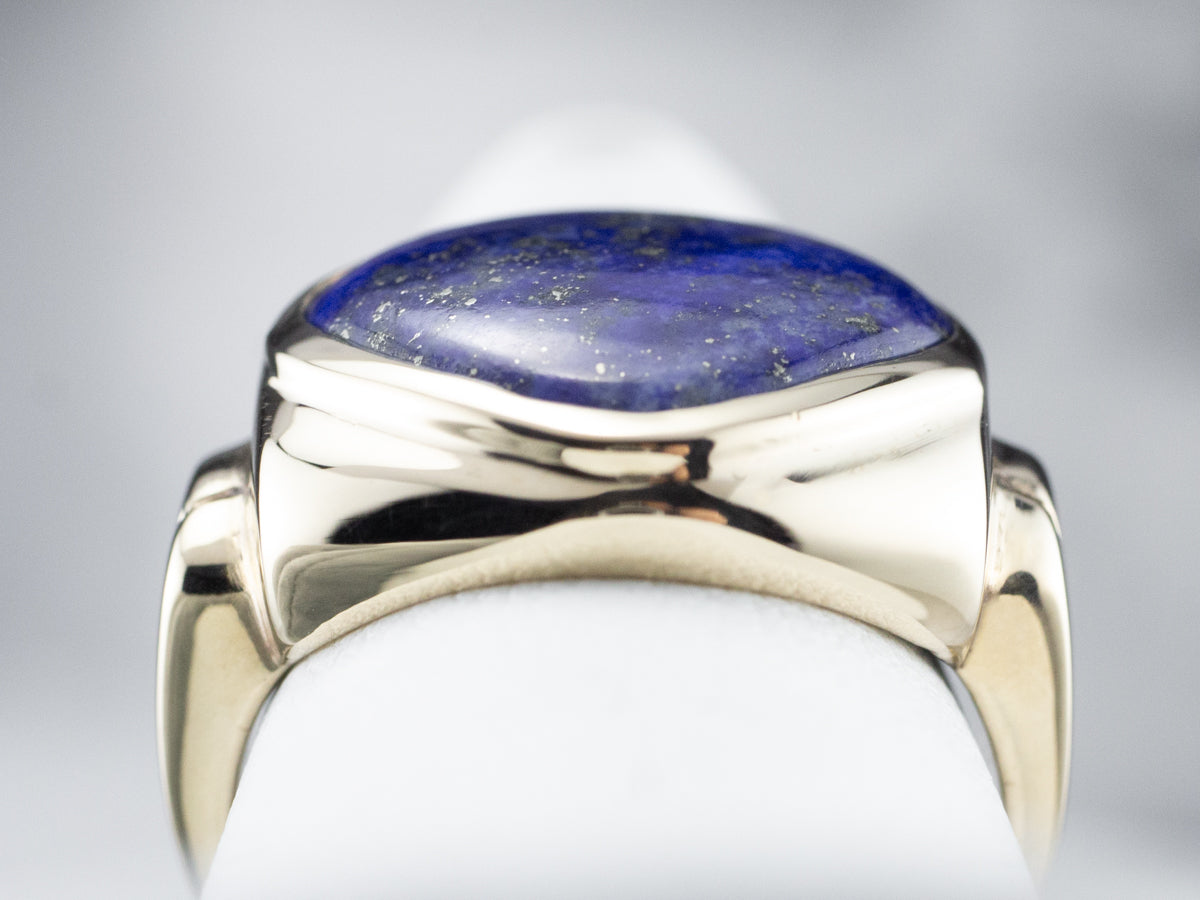 Retro Lapis Gold Men's Statement Ring