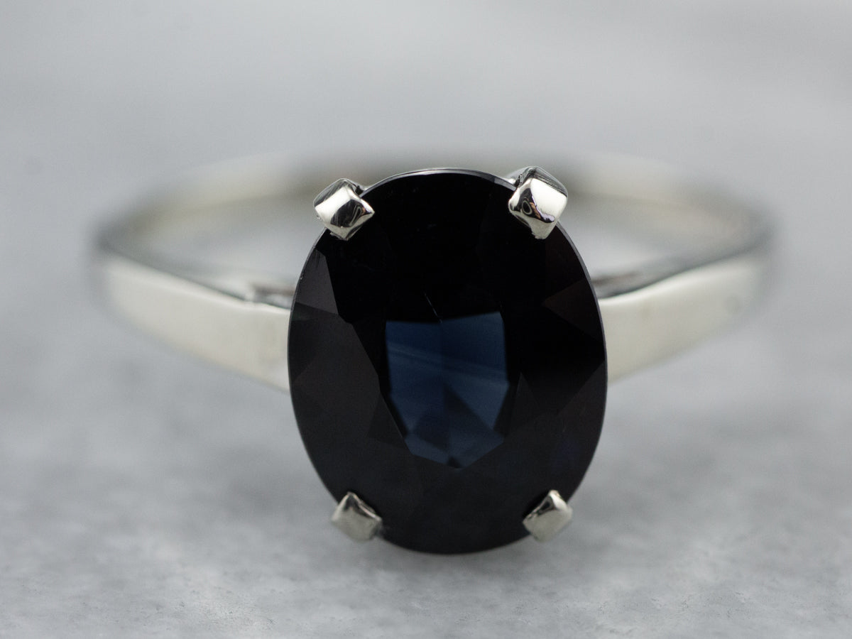 Sapphire White Gold Solitaire Engagement Ring
