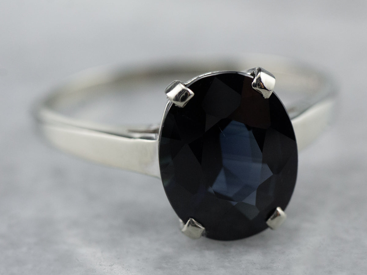 Sapphire White Gold Solitaire Engagement Ring