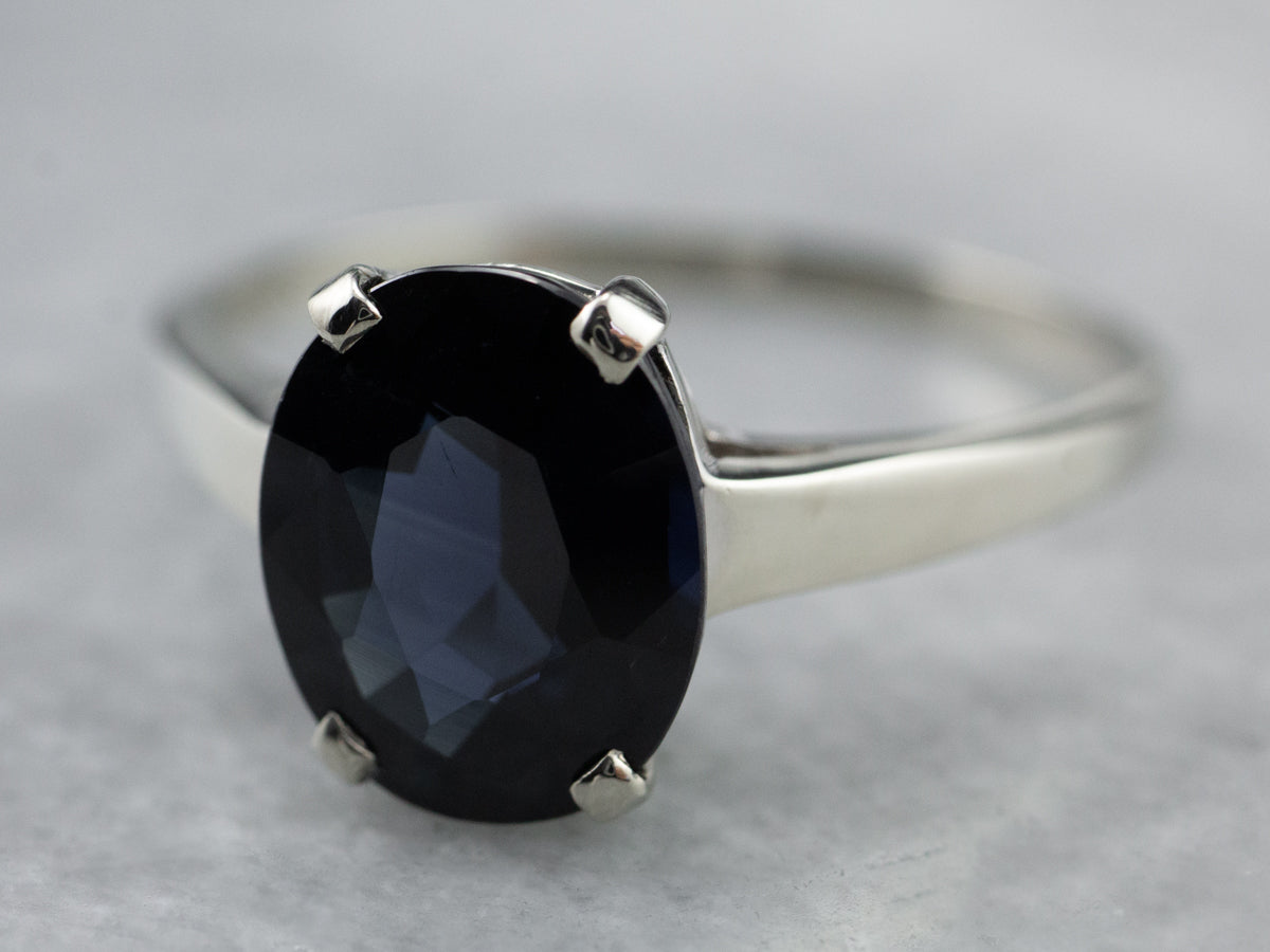 Sapphire White Gold Solitaire Engagement Ring