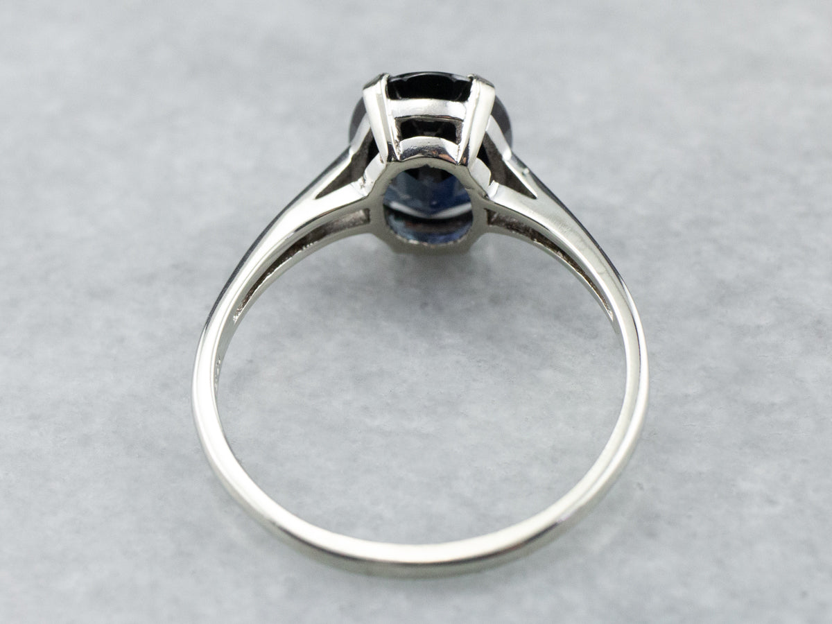 Sapphire White Gold Solitaire Engagement Ring