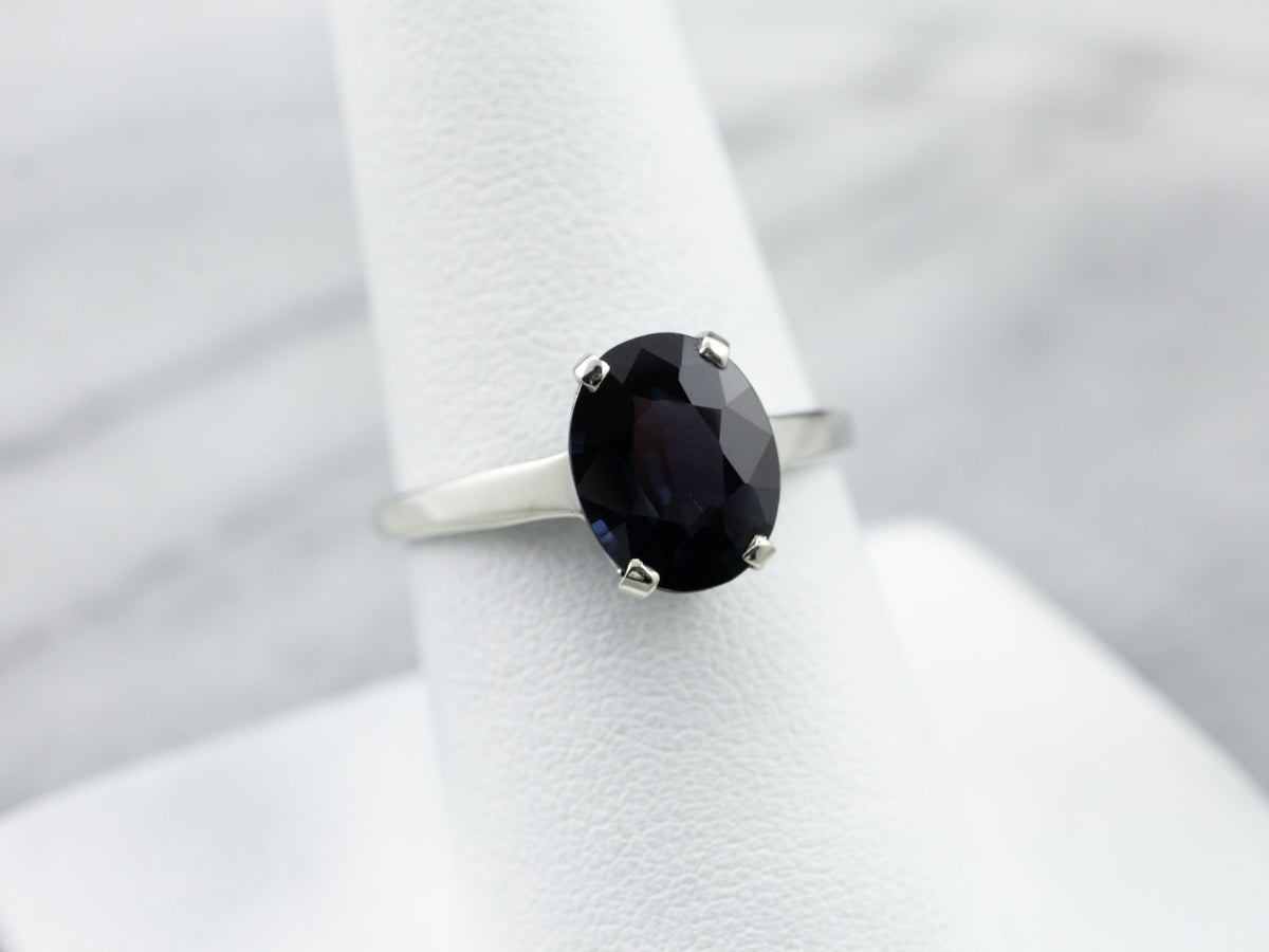 Sapphire White Gold Solitaire Engagement Ring