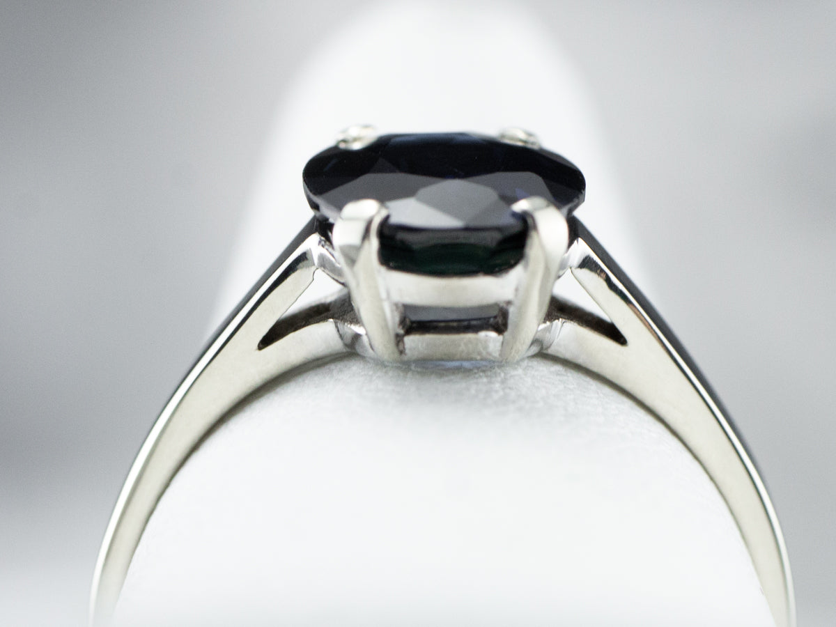 Sapphire White Gold Solitaire Engagement Ring