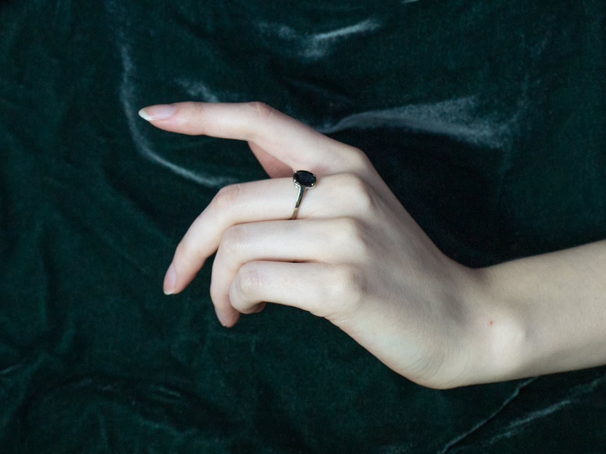 Sapphire White Gold Solitaire Engagement Ring