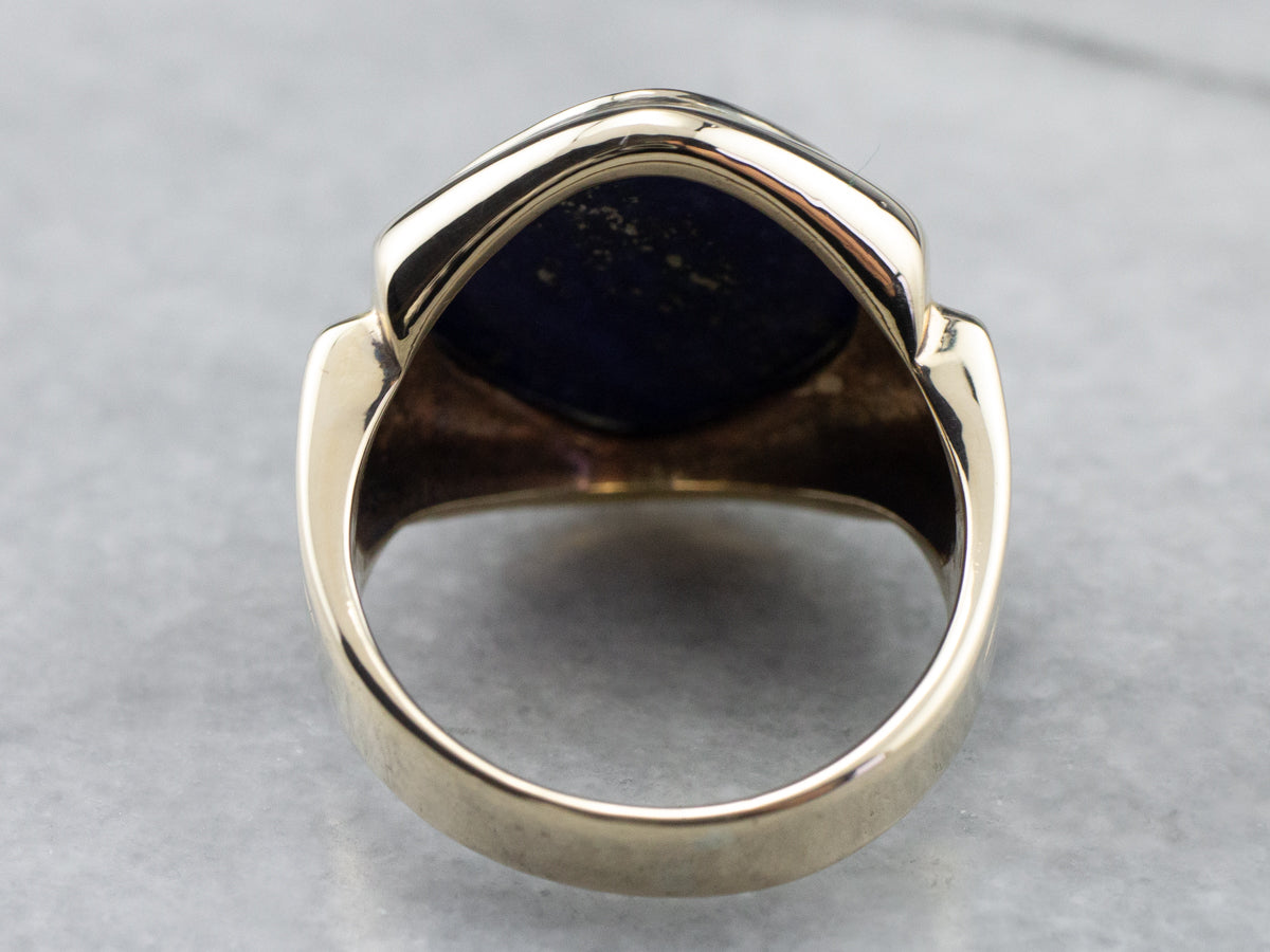 Retro Lapis Gold Men's Statement Ring