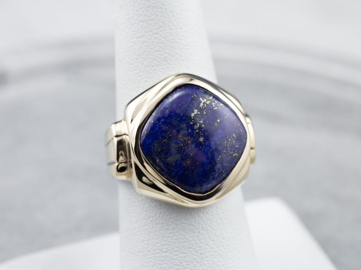 Retro Lapis Gold Men's Statement Ring