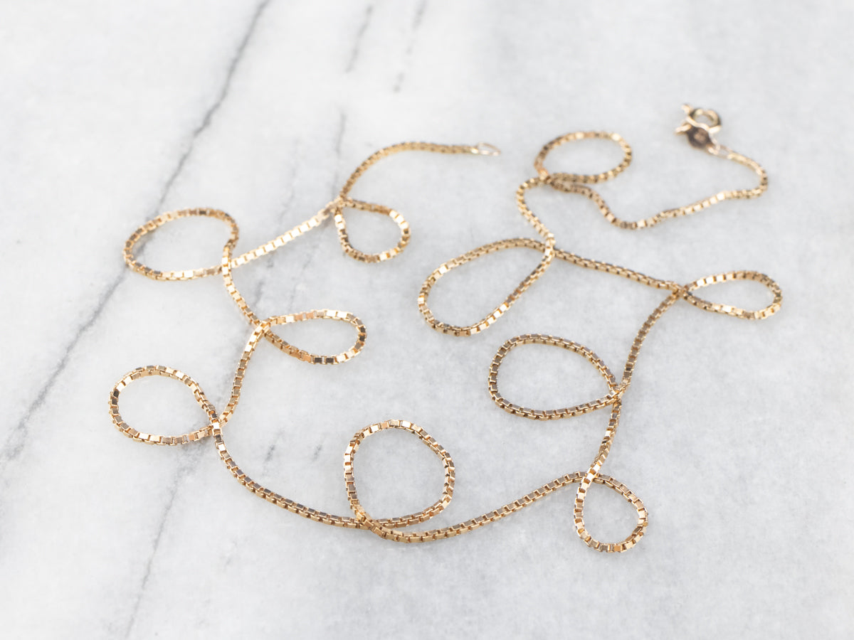 Long Vintage Gold Box Chain