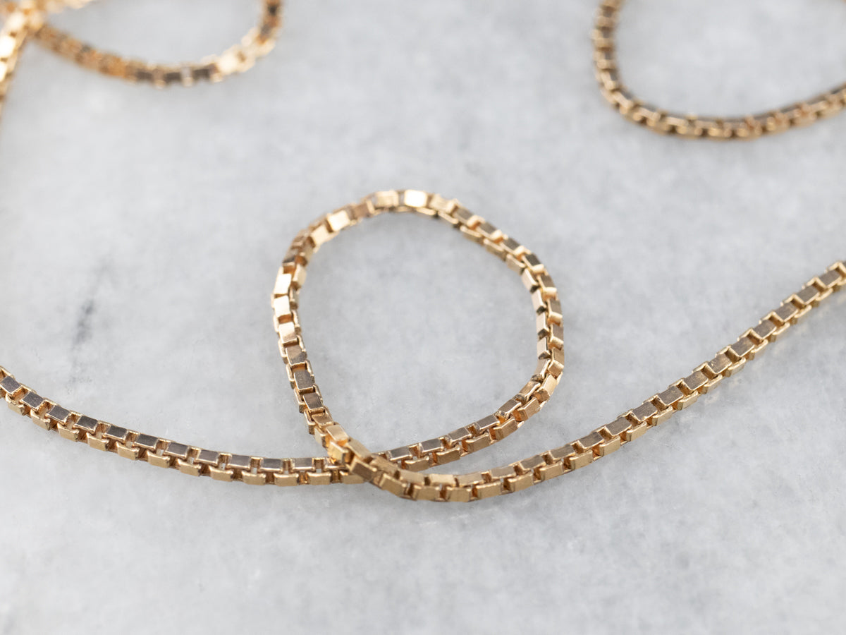 Long Vintage Gold Box Chain