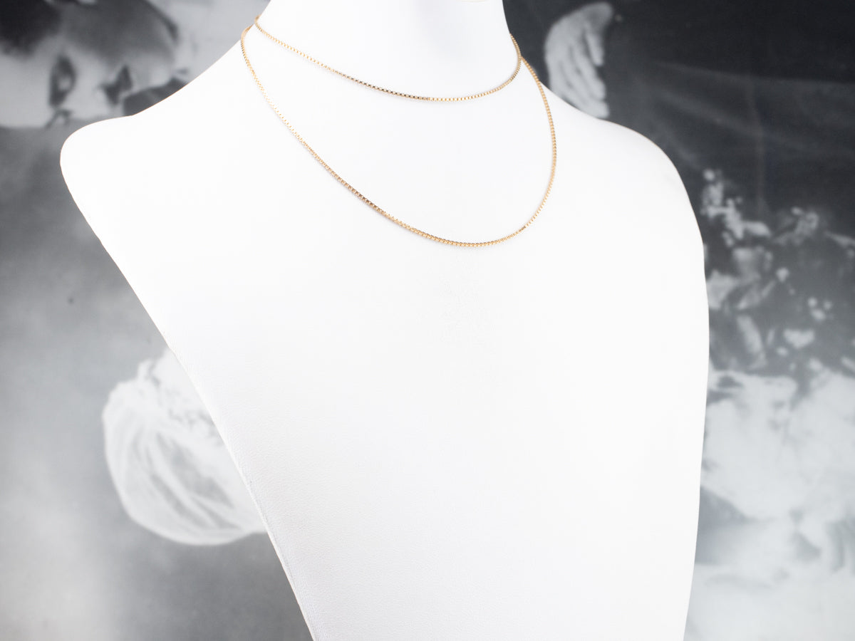 Long Vintage Gold Box Chain