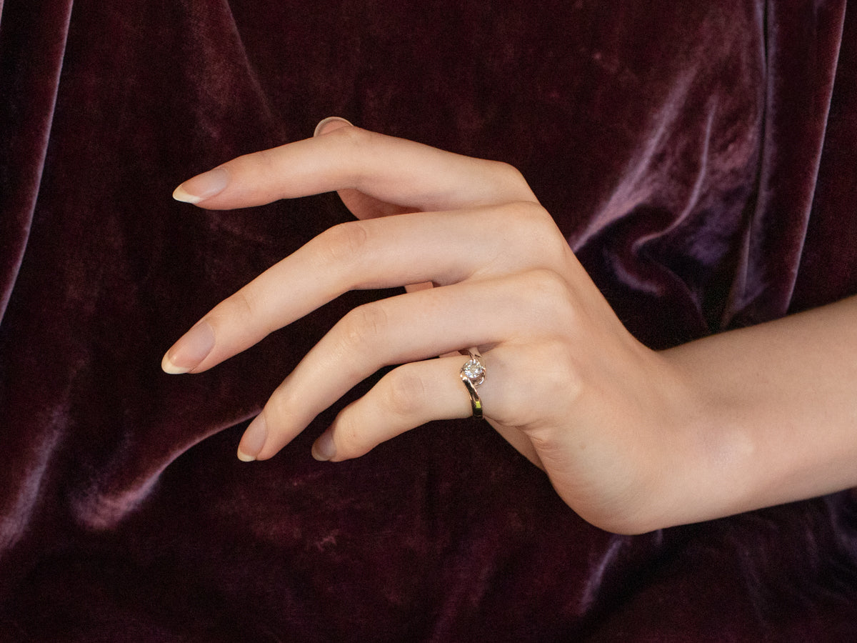 Modern Round Brilliant Diamond Bypass Engagement Ring