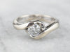 Modern Round Brilliant Diamond Bypass Engagement Ring