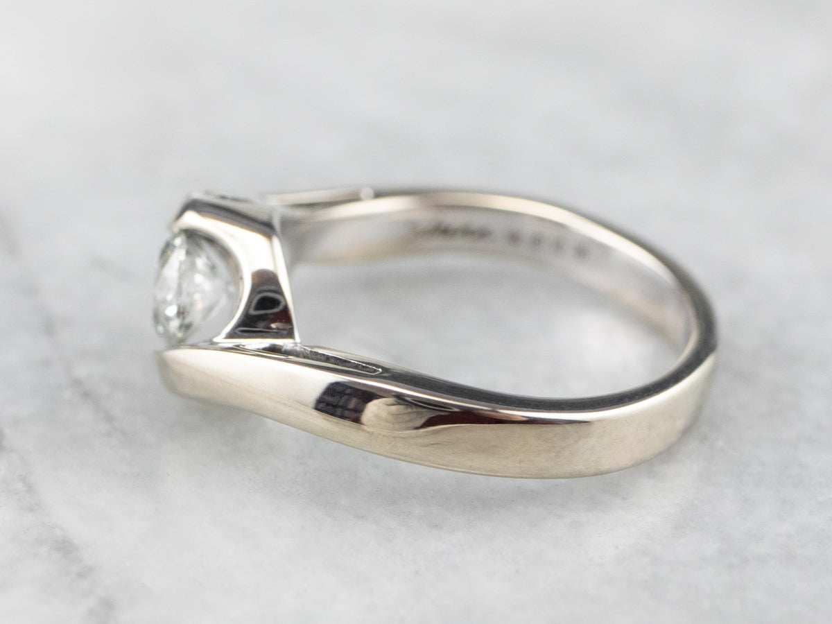 Modern Round Brilliant Diamond Bypass Engagement Ring