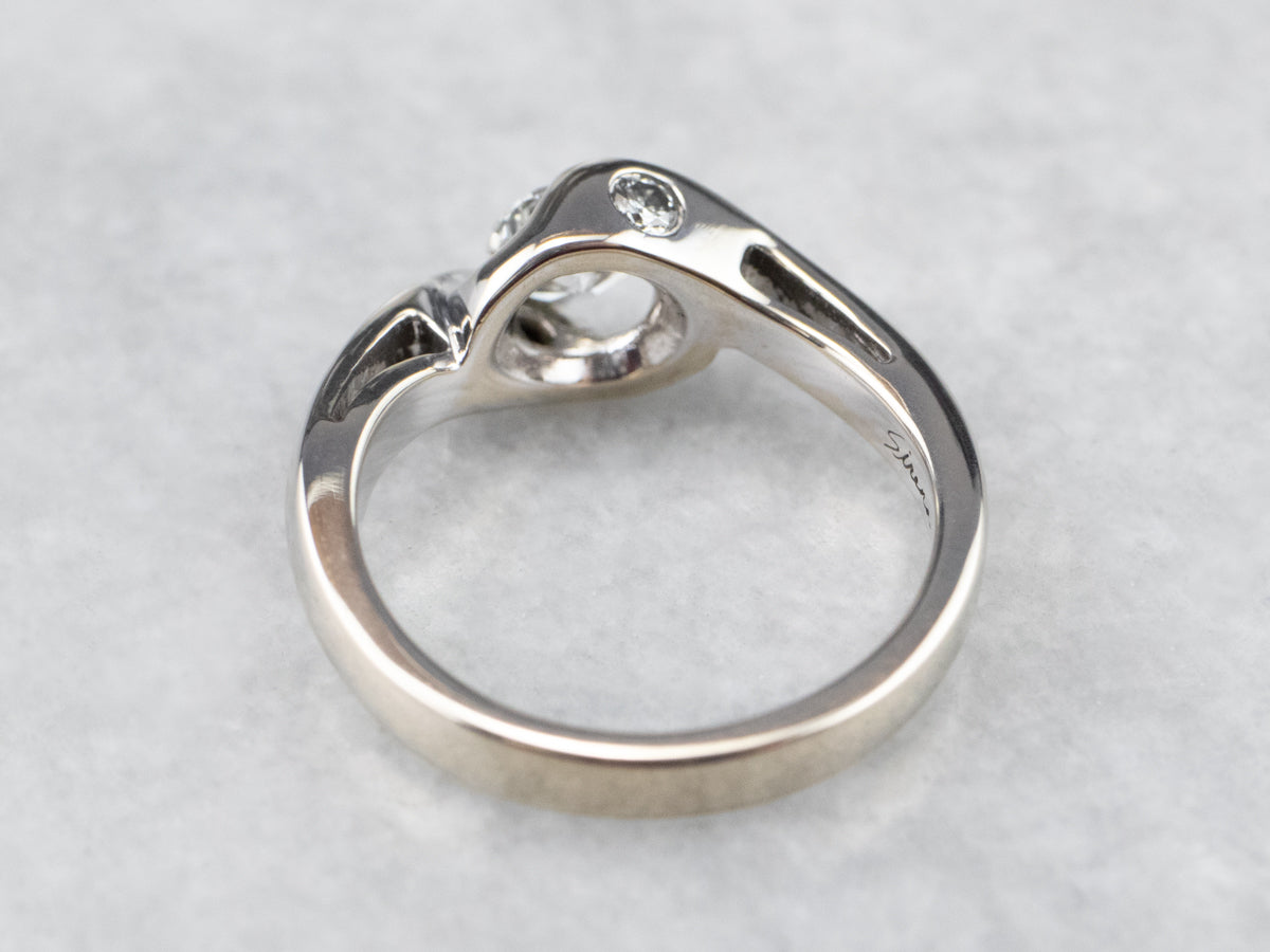 Modern Round Brilliant Diamond Bypass Engagement Ring