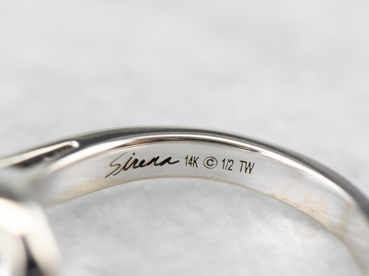 Modern Round Brilliant Diamond Bypass Engagement Ring