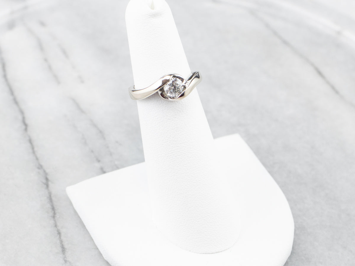 Modern Round Brilliant Diamond Bypass Engagement Ring