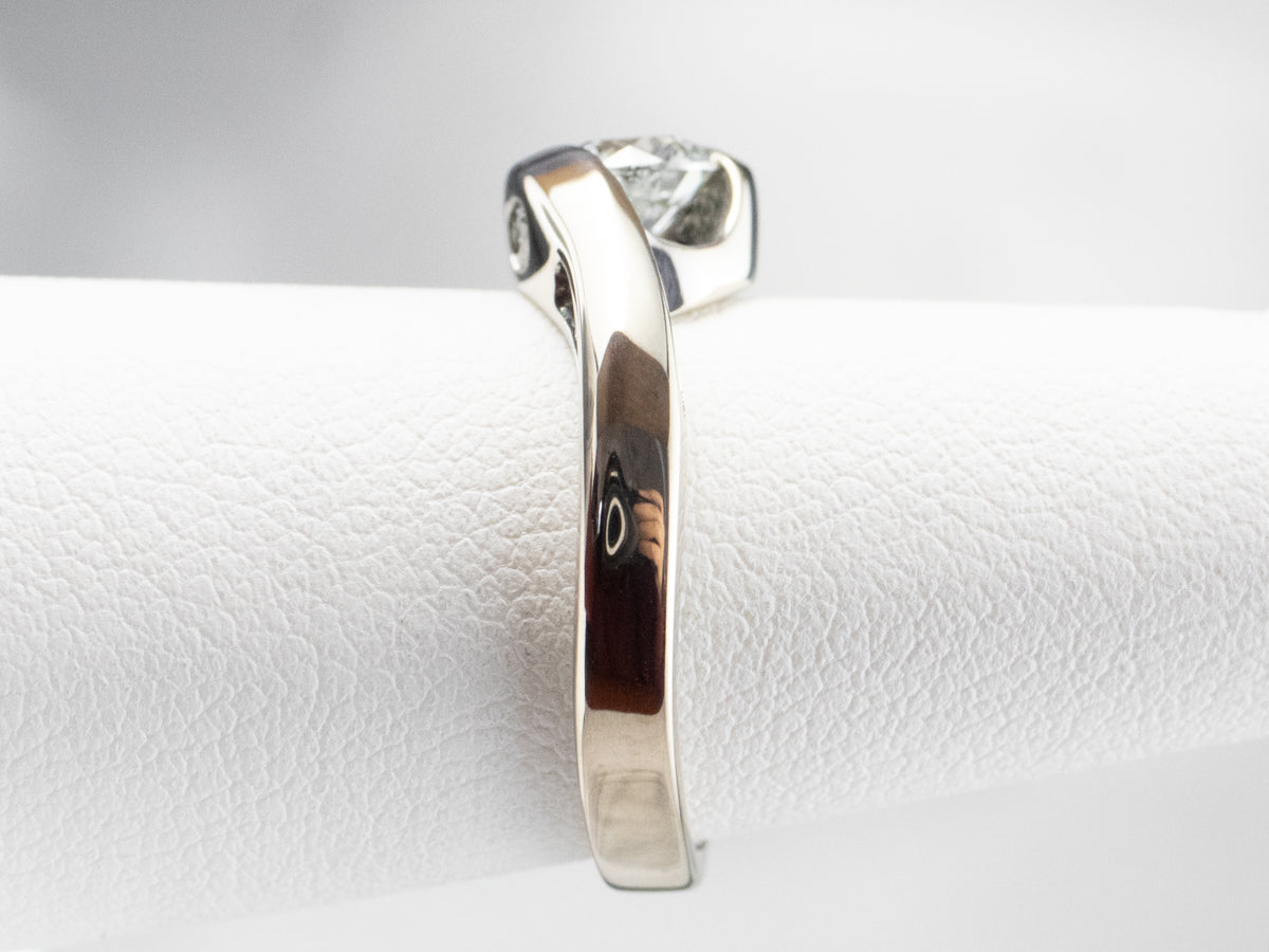 Modern Round Brilliant Diamond Bypass Engagement Ring