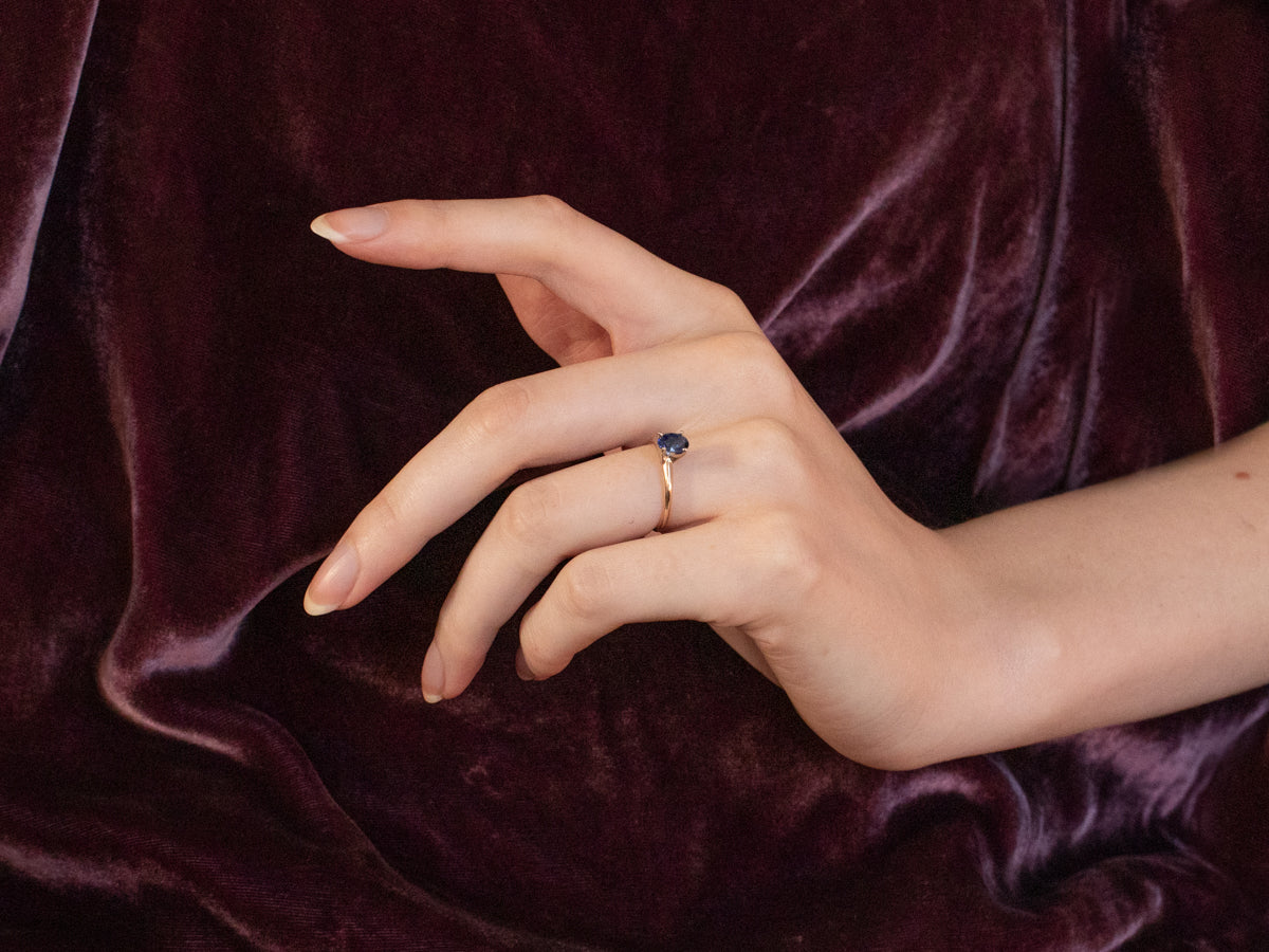 Two Tone Gold Sapphire Solitaire Ring