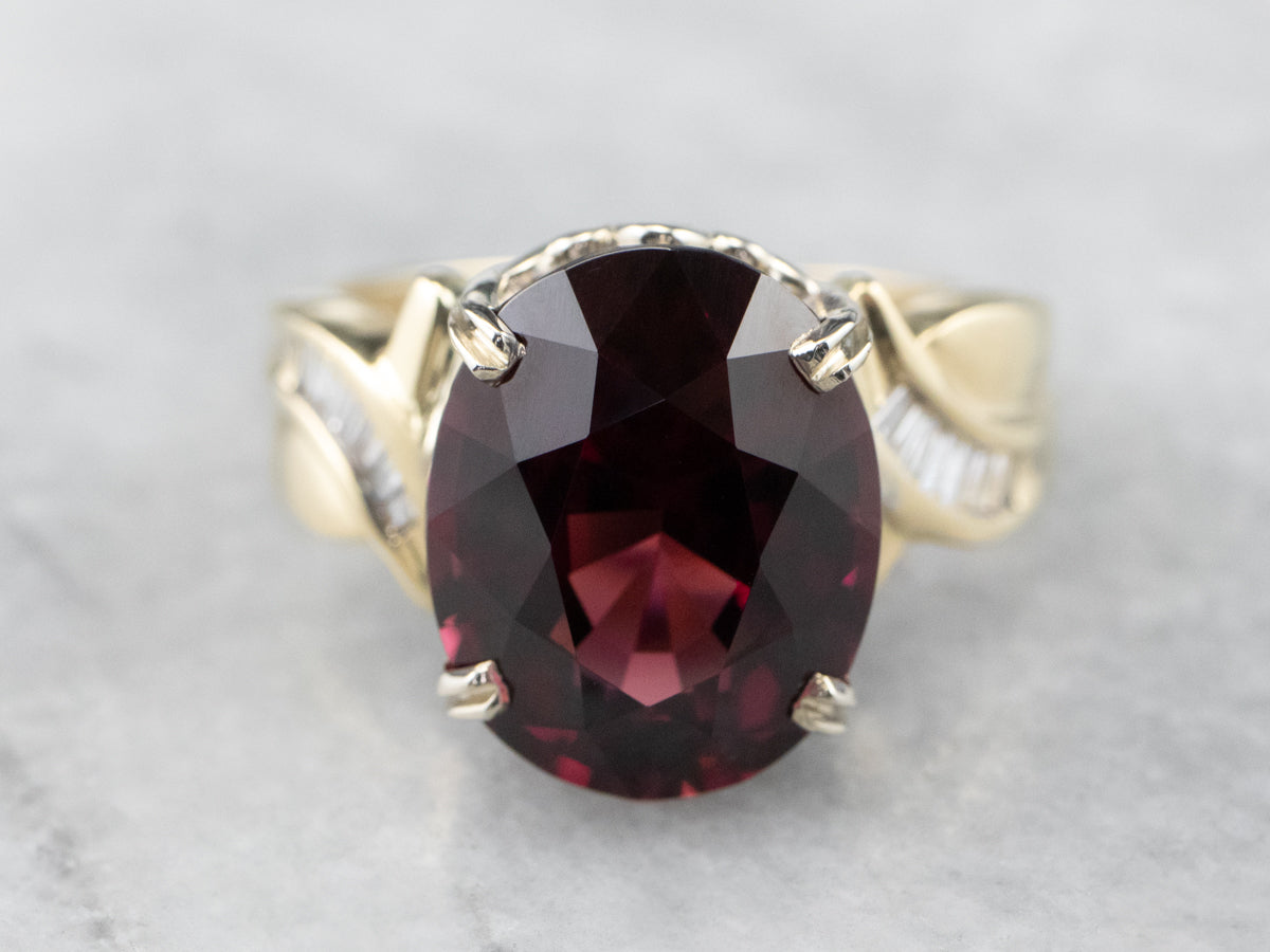 Modern Garnet and Diamond Cocktail Ring