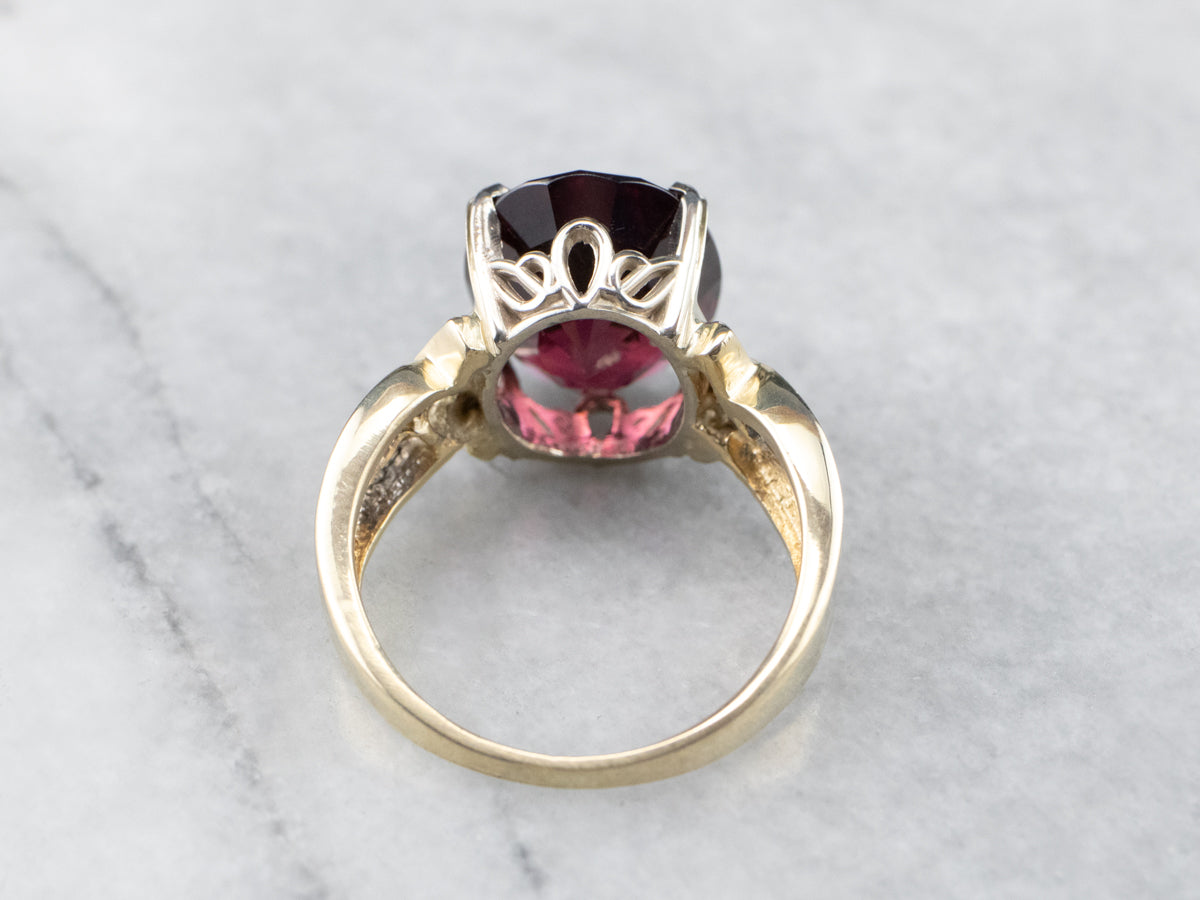Modern Garnet and Diamond Cocktail Ring