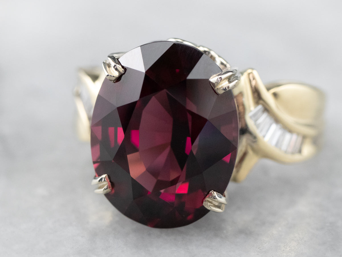 Modern Garnet and Diamond Cocktail Ring