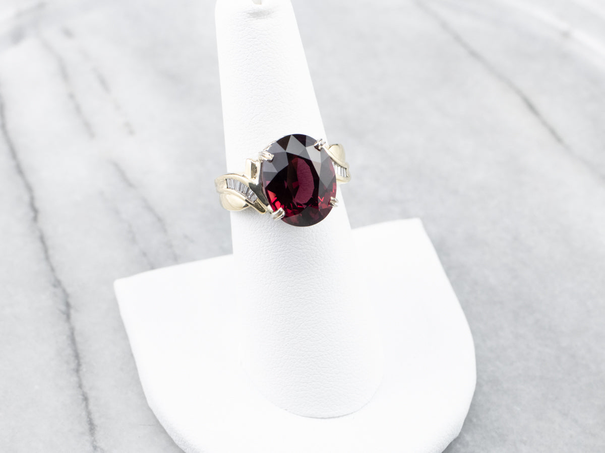 Modern Garnet and Diamond Cocktail Ring