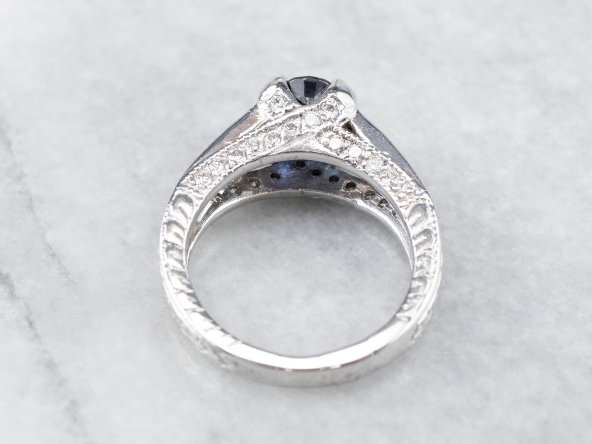 Platinum Sapphire and Diamond Ring